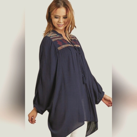 Umgee Tunic Top Kimono Embellished Embroidered Pleated Lightweight Open Front - Picture 1 of 13